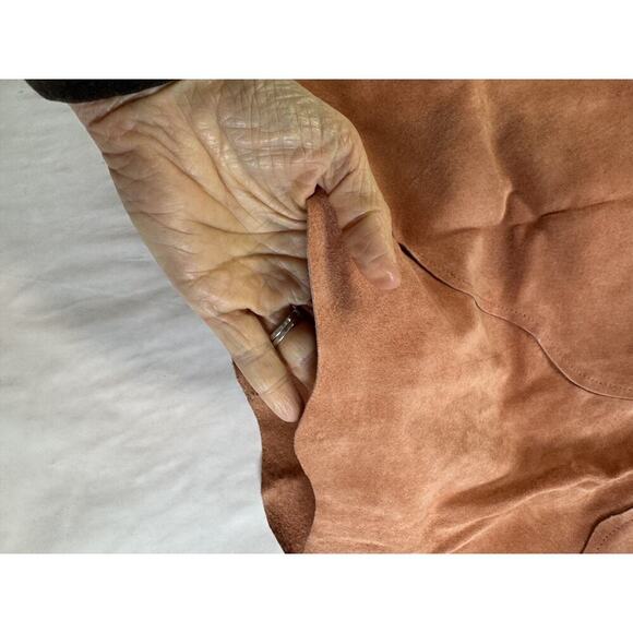 Vintage WesternTerry Lewis Rustic Distressed Genuine Leather Skirt Peach Size 10 - Picture 10 of 12